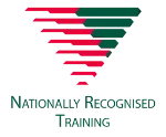 A red and green upside-down triangle logo with the text 'Nationally Recognised Training' underneath.